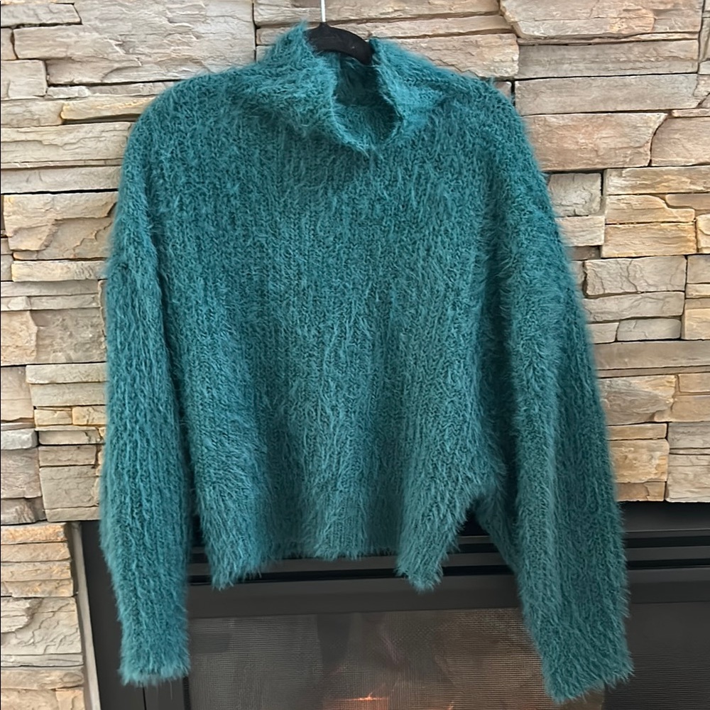 Cozy Teal Fuzzy Sweater